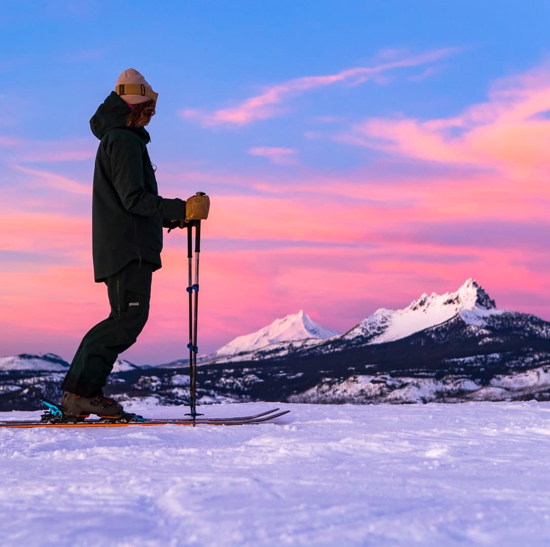Hoodoo Ski Area in USA - a person standing on skis in the snow.