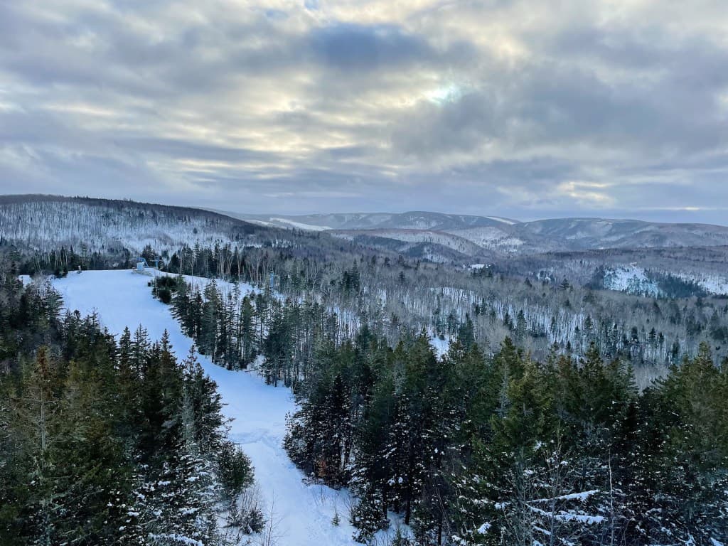 Poley Mountain in Canada - the view from the top of the mountain in winter.