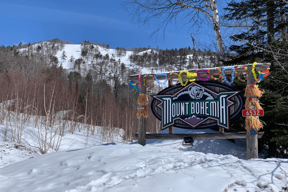 Mt Bohemia in USA - snow on the ground.