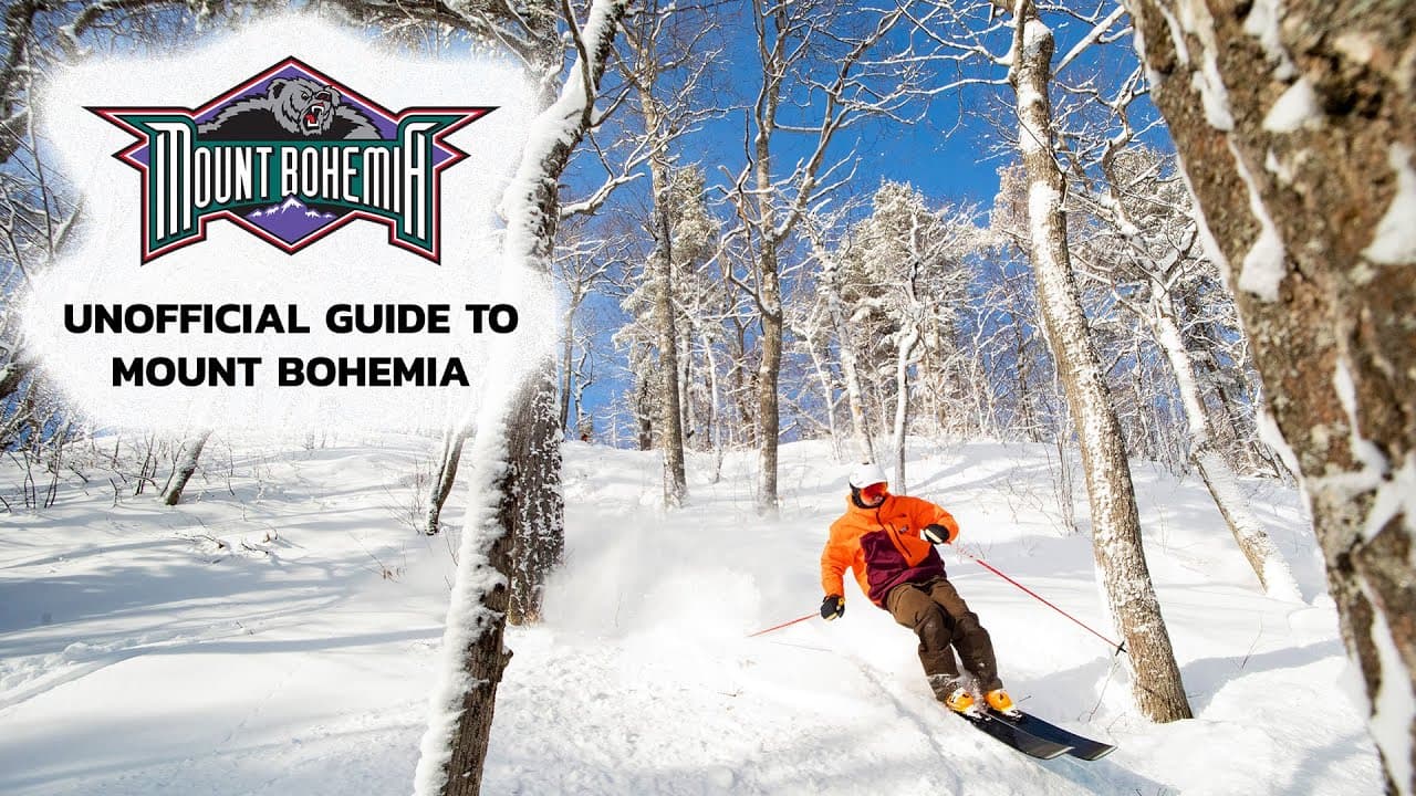 Mt Bohemia in USA - a person on skis in the woods.