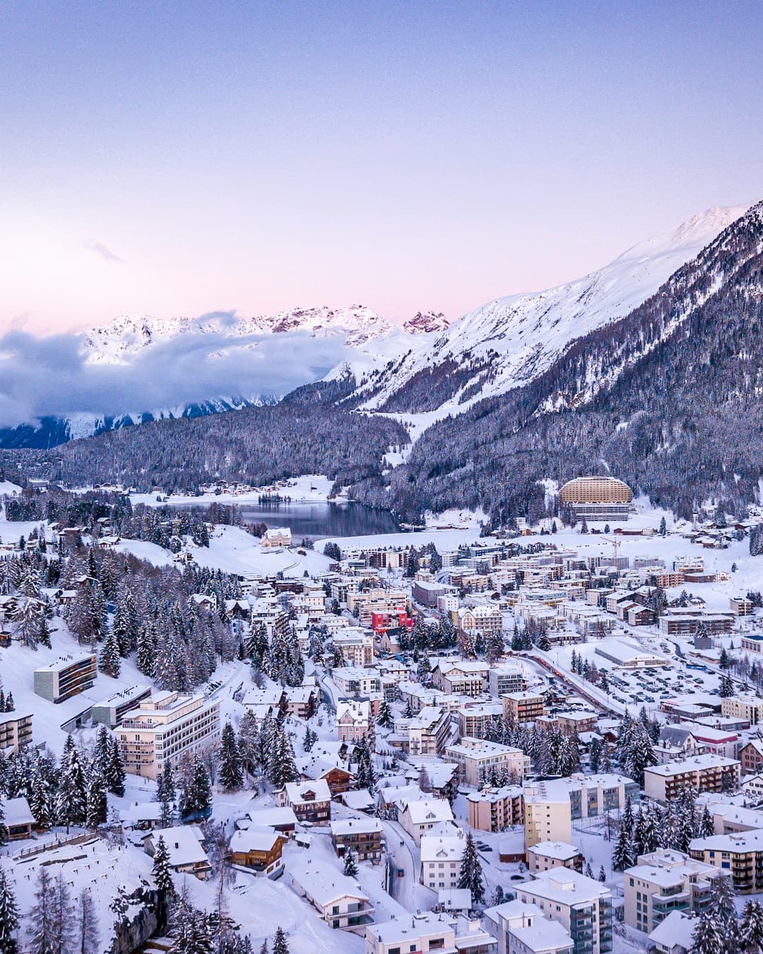 Parsenn in Switzerland - a city covered in snow in the mountains.