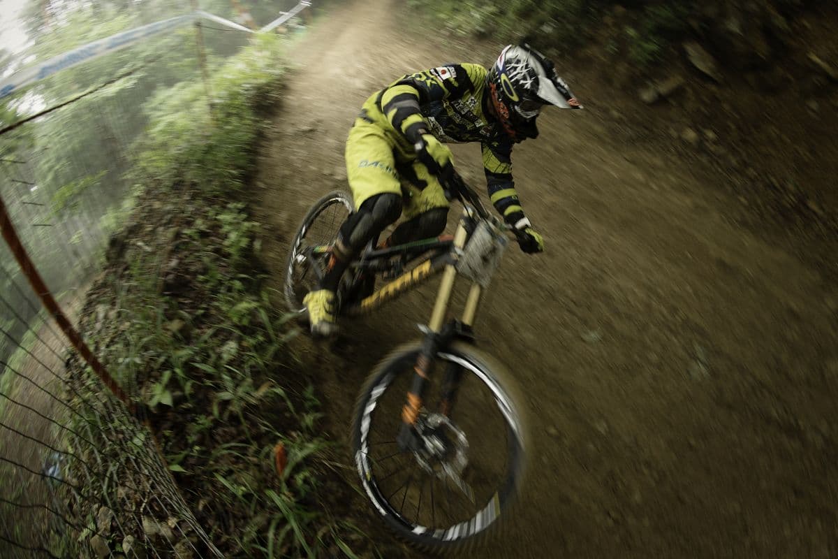 Fujimi Panorama in Japan - a person riding a mountain bike on a trail.
