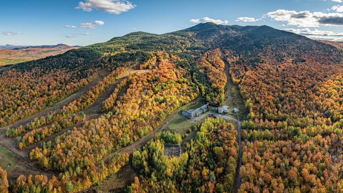 Big Moose Mountain in USA - an aerial view of the mountains in autumn.