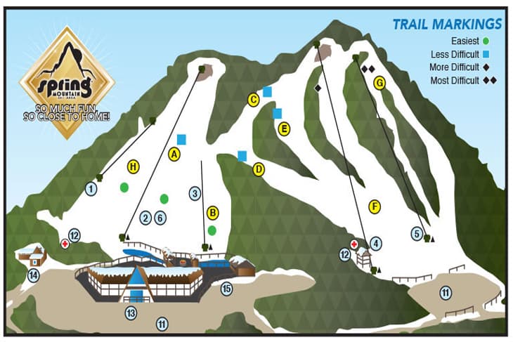 A picturesque view of Spring Mountain ski resort in Schwenksville Pennsylvania featuring a cozy chalet and ski lift with a mountain bike subtly present in the scene.