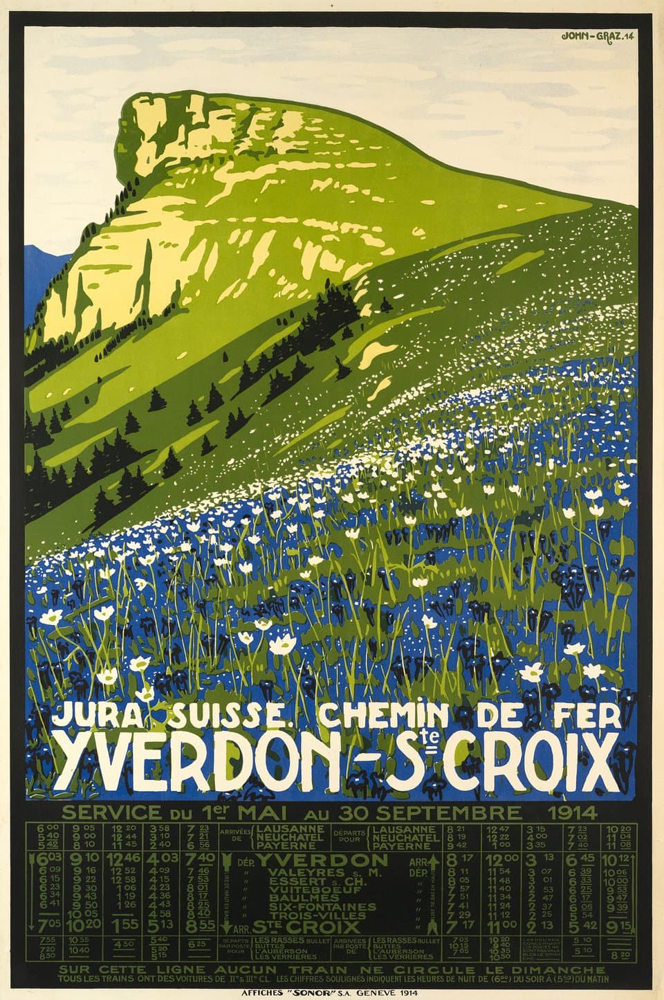 Ste-Croix - Les Rasses in Switzerland - an image of a mountain with a blue sky above it.