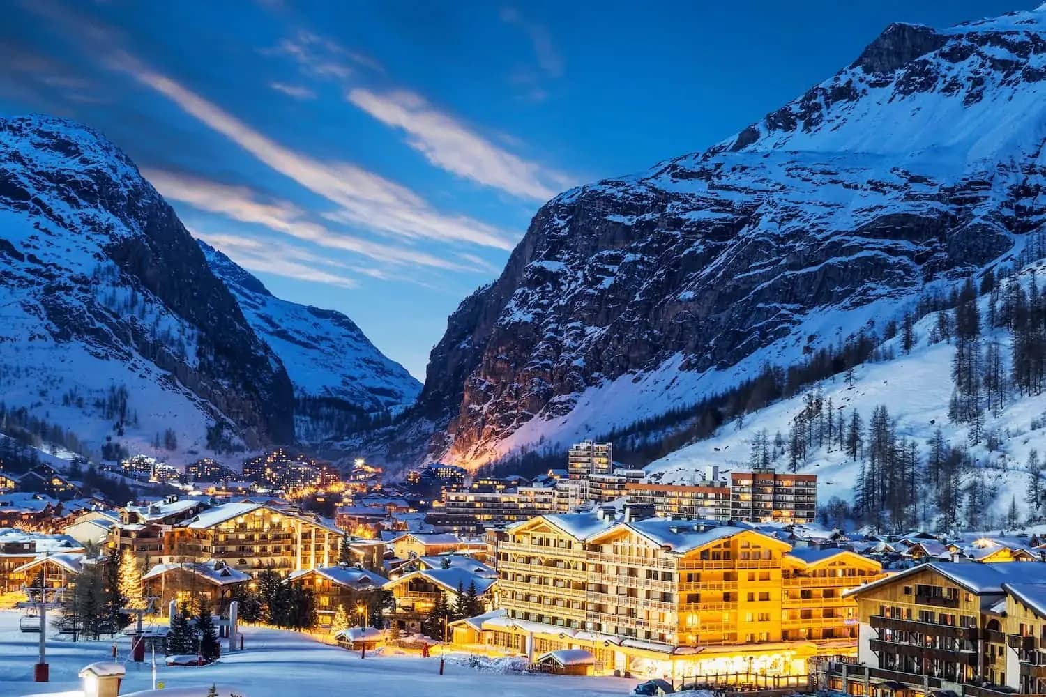 Ventron in France - a snowy village in the swiss alps.