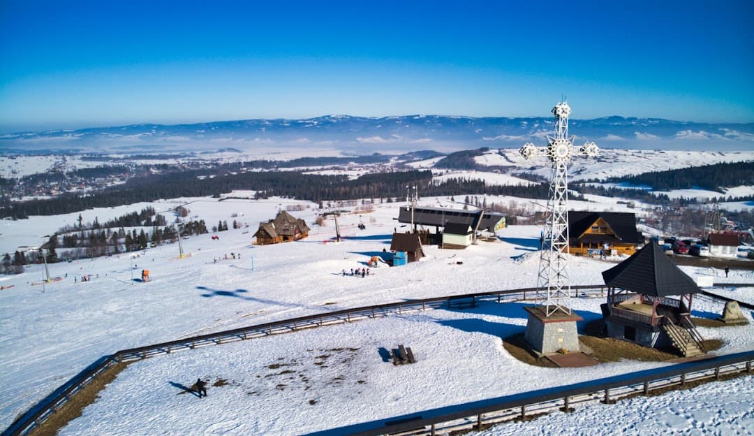 Stacja Narciarska GrapaSki in Poland - a view from the top of a ski slope.