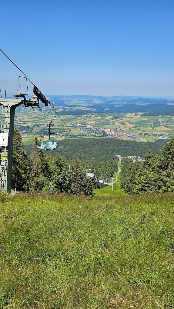 Hohenbogenbahn in Germany - a view from the top of a ski lift.