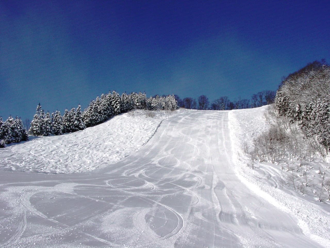 Asahi Shizen in Japan - a person on a snowboard going down a hill.
