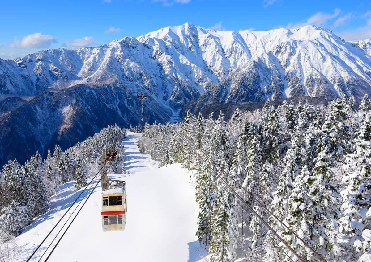 Sky Shishiku in Japan - snow covered trees on top of a mountain.