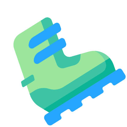 Cannonsburg in USA - a green and blue icon of a pair of shoes.