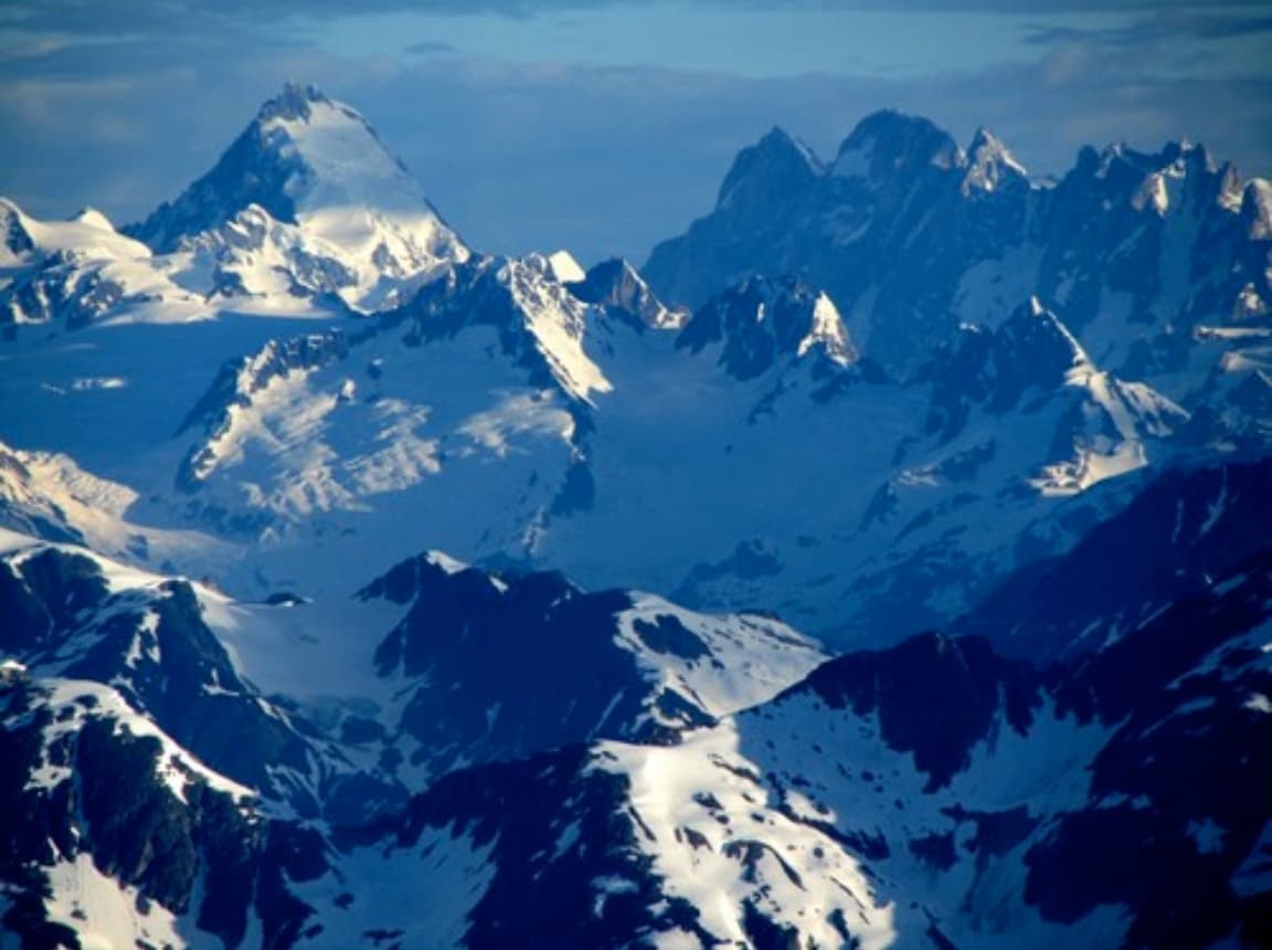 Mystery Mountain in Canada - a view of the mountains from an airplane.
