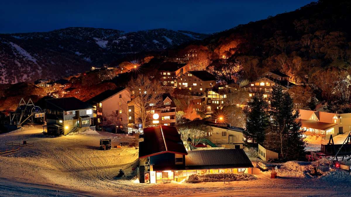 Falls Creek in Australia - the village at night.