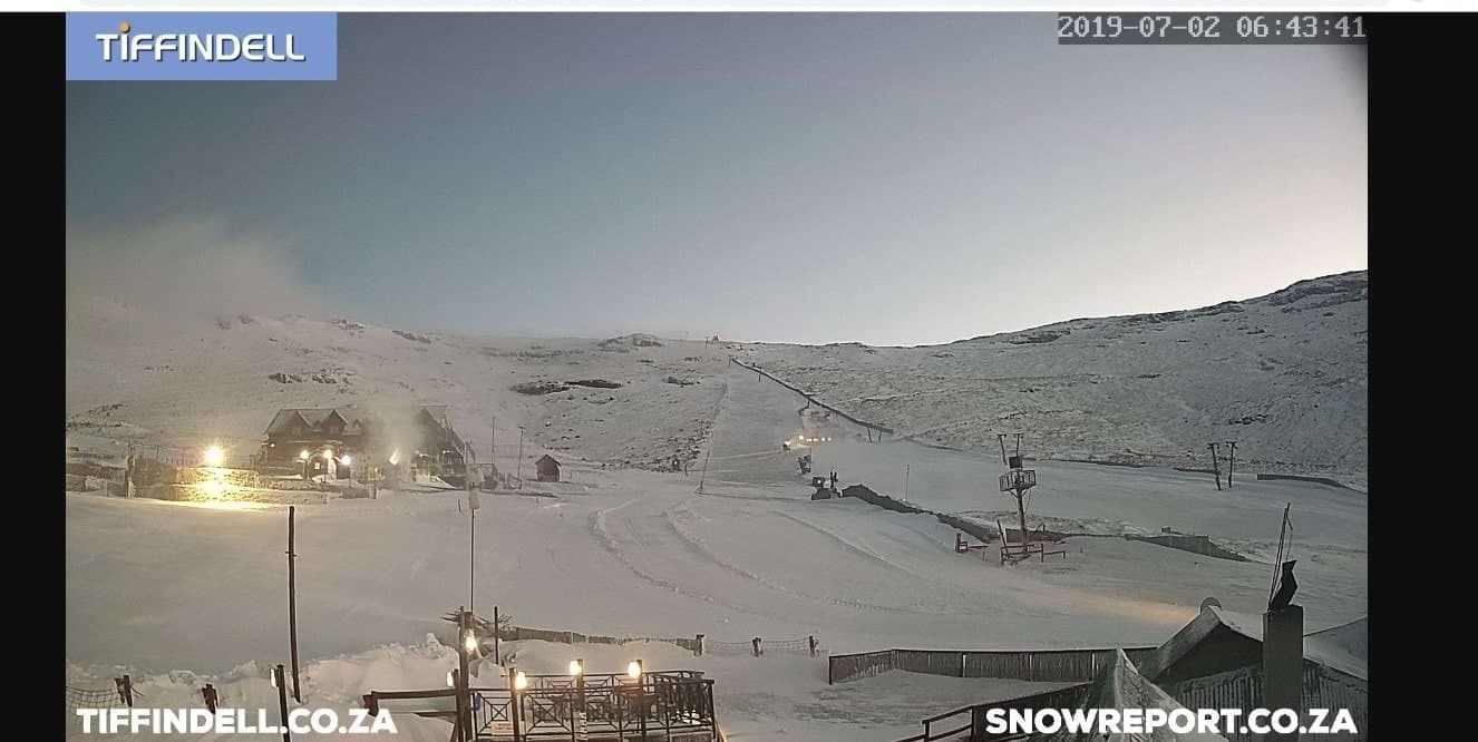 Matroosberg in South Africa - a snow covered ski slope in the mountains.