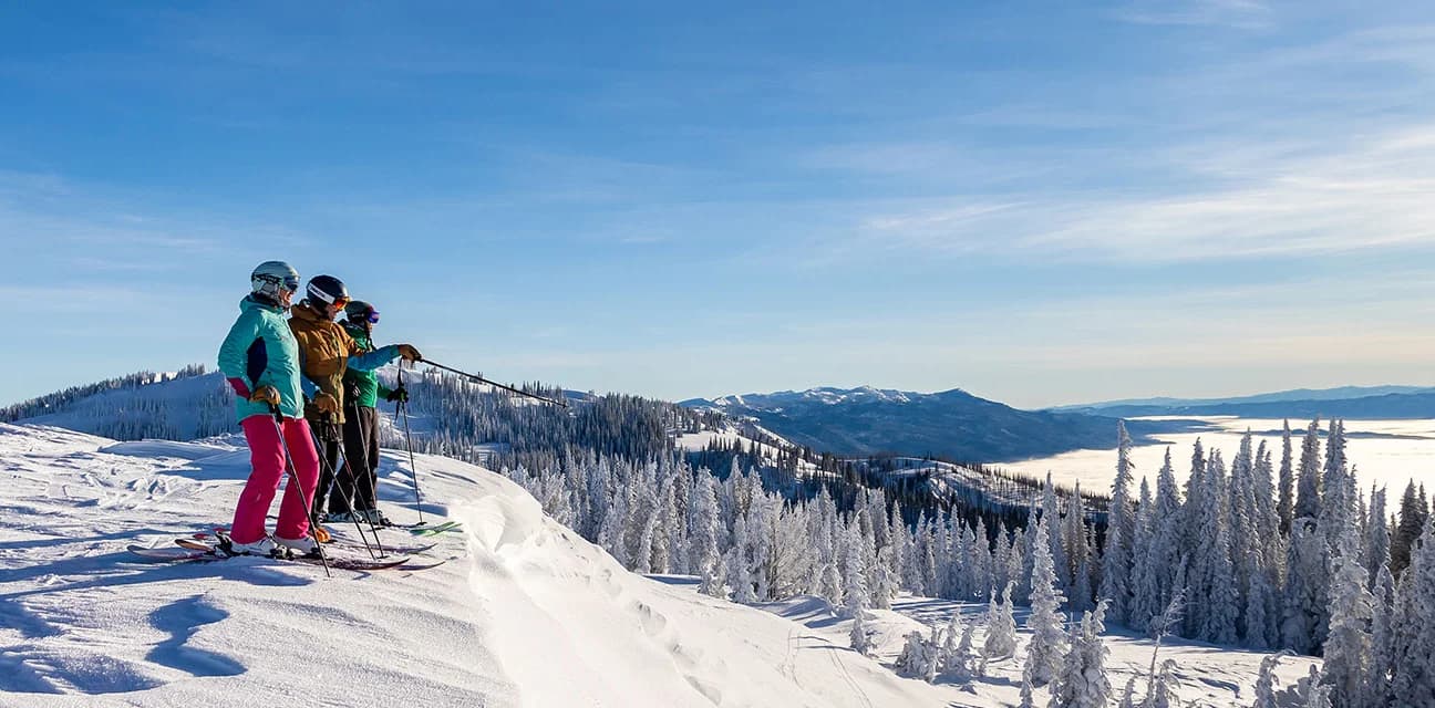 Tamarack Resort in USA - two skiers on a mountain.