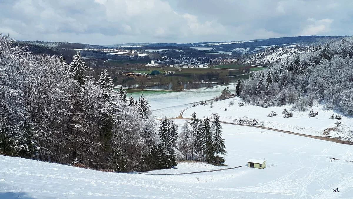 Rieder Weiher – Dollnstein in Germany - the snow is white in color.
