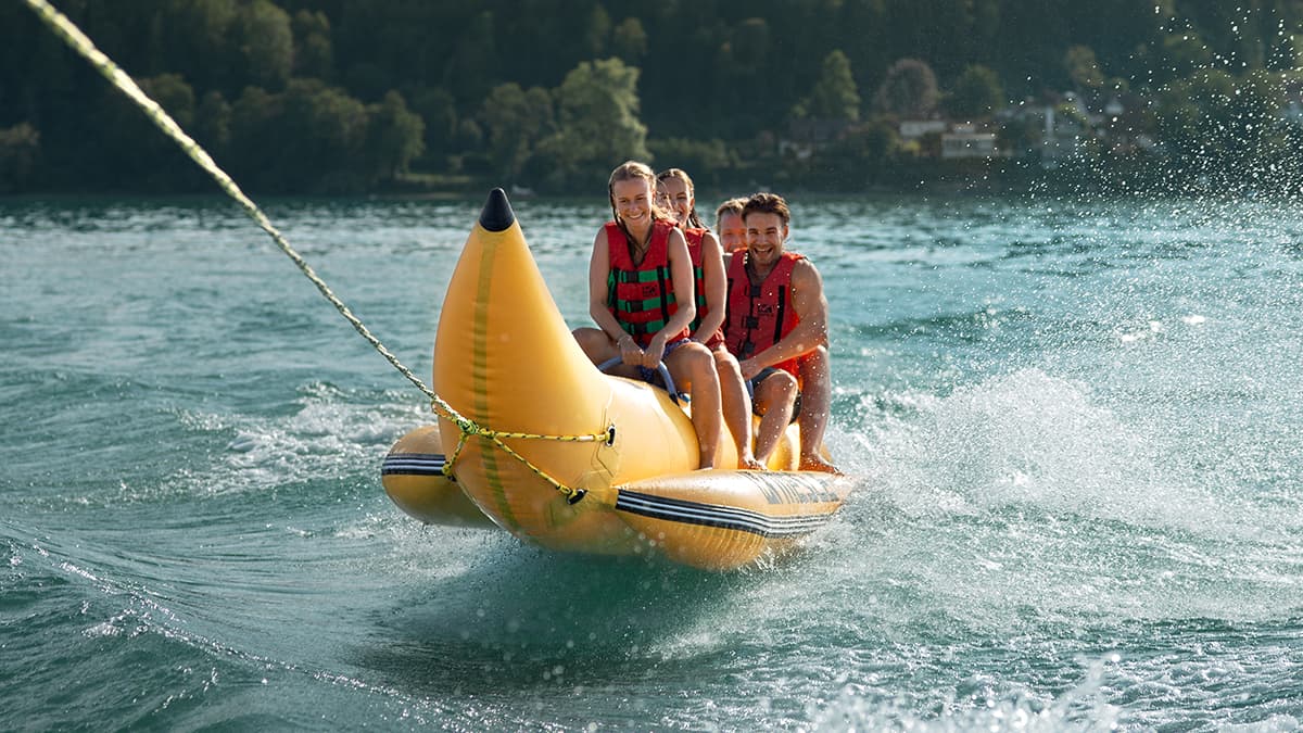 Dürbheim in Germany - two people on a banana boat.