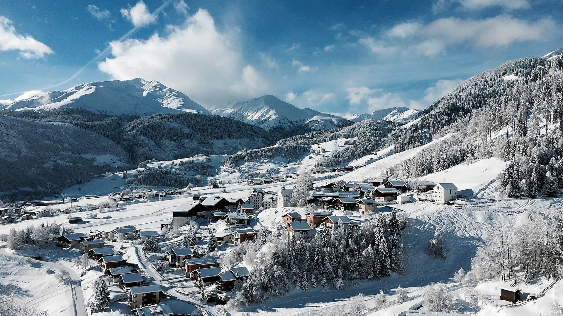 Ski Arena – Aarhus in Denmark - a view of a snowy village in the mountains.