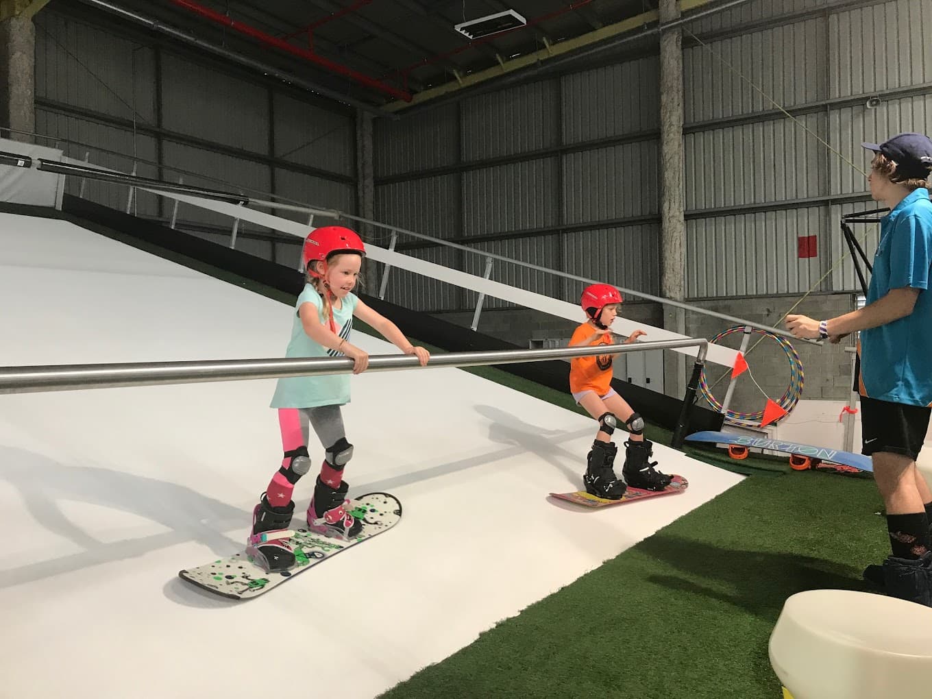 A snowboarder showcasing impressive skills at the Urban Xtreme facility in Brisbane Queensland Australia.