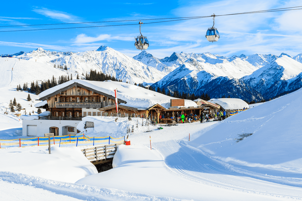 Serfaus Fiss Ladis in Austria - blue sky with white clouds.