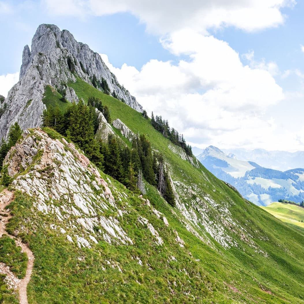 Jaun-Gastlosen Bergbahnen in Switzerland - the trail up to the top of the mountain.