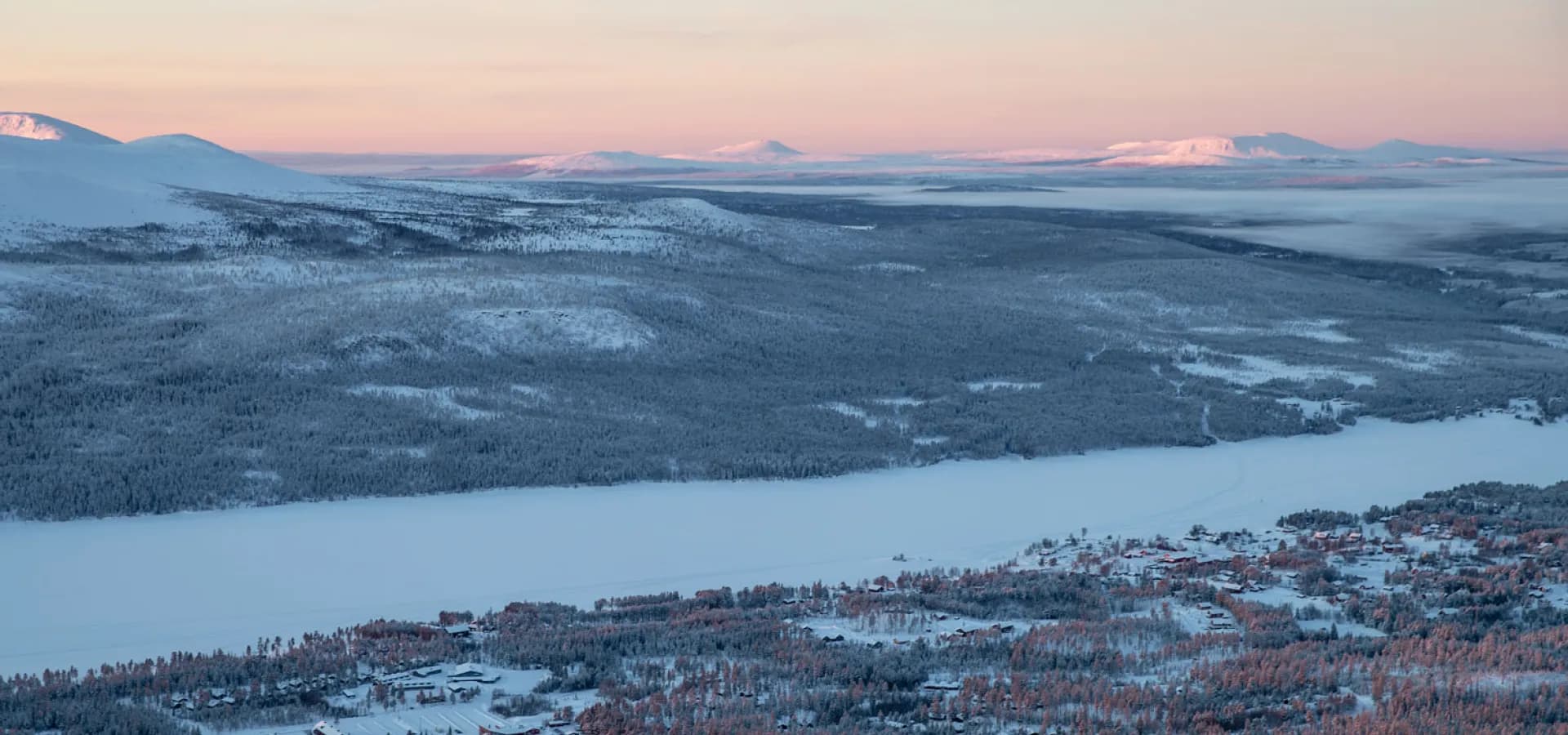 Lofsdalen in Sweden - the view from the top of the mountain in winter.