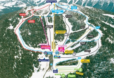 Image of Sciovie Verena, a bustling ski resort in Vicenza, Italy featuring a stunning chalet, a ski lift, and patrons engaging in various winter sports.