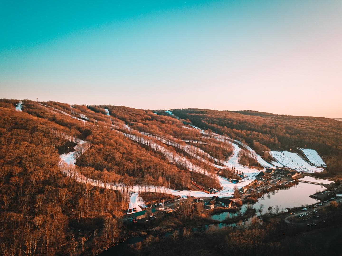 Shawnee Mountain in USA - the view from the top of the mountain at sunset.